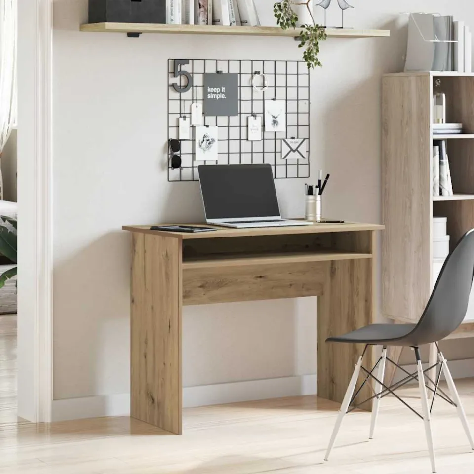 vidaXL Bureau 90x50x74 cm bewerkt hout artisanaal eikenkleur, foto 3
