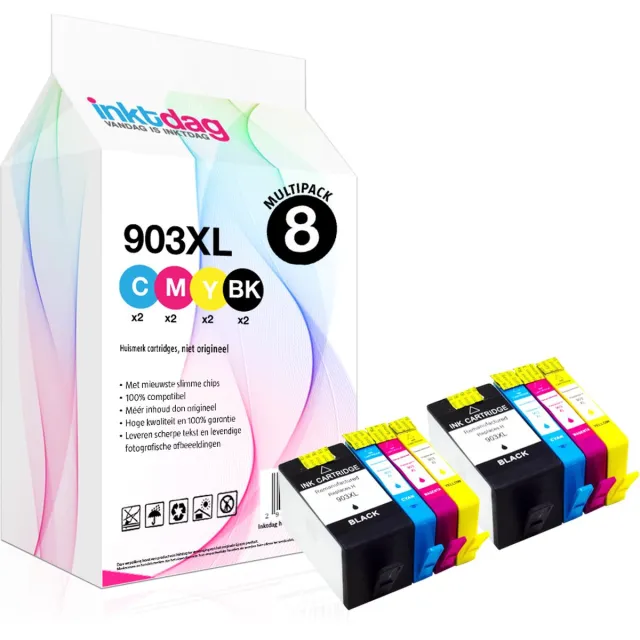 inktdag inktcartridges voor hp 903 inktcartridges, hp 903xl, HP 903XL multipack van 8 kleuren voor HP OfficeJet 6950, P OfficeJet Pro 6860,HP OfficeJet Pro 6960,HP OfficeJet Pro 6970,HP Officejet Pro 6951 2 x HP 903XL Zwart (30 ml)