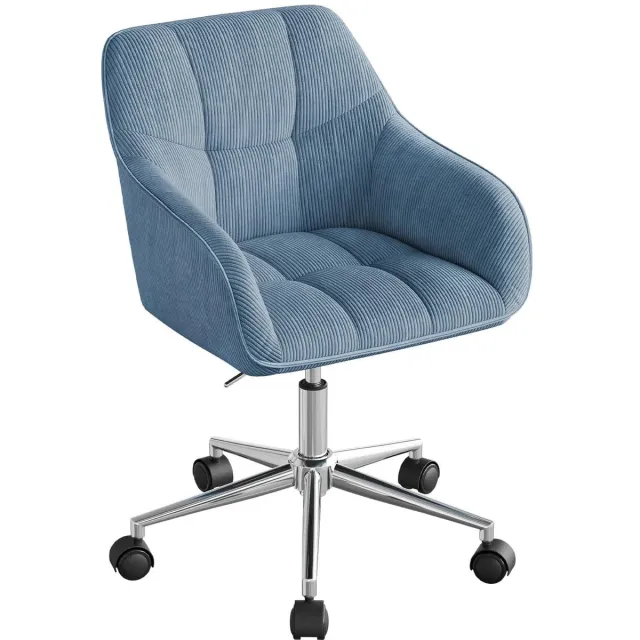 Klarven Bureaustoel Ergonomisch Blauw - Bureaustoel Wieltjes - Bureaustoelen - 360 Graden Draaibaar, Hoogte Verstelbaar, Armleuningen - Draagvermogen tot 150 kg - B61xd41xh77,5-87cm