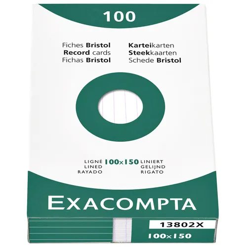 Exacompta Systeemkaart Exacompta 100x150mm lijn wit 100 stuks
