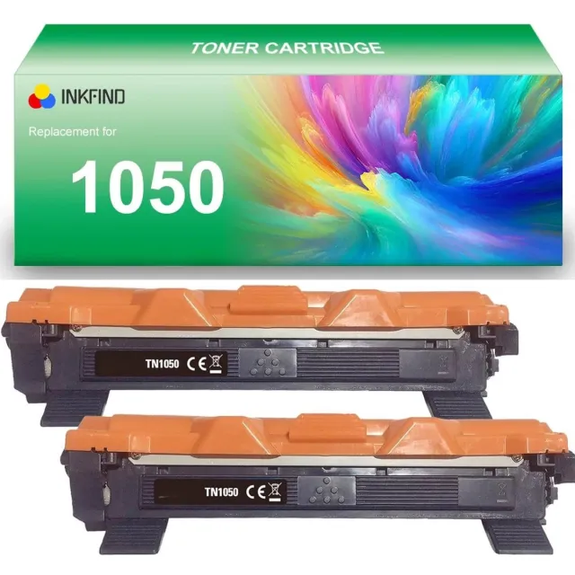 INKFIND TN1050 tonercartridge voor Brother 1050 TN1050 TN-1050 tonercartridge multipack 2 stuks (Zwart x 2)