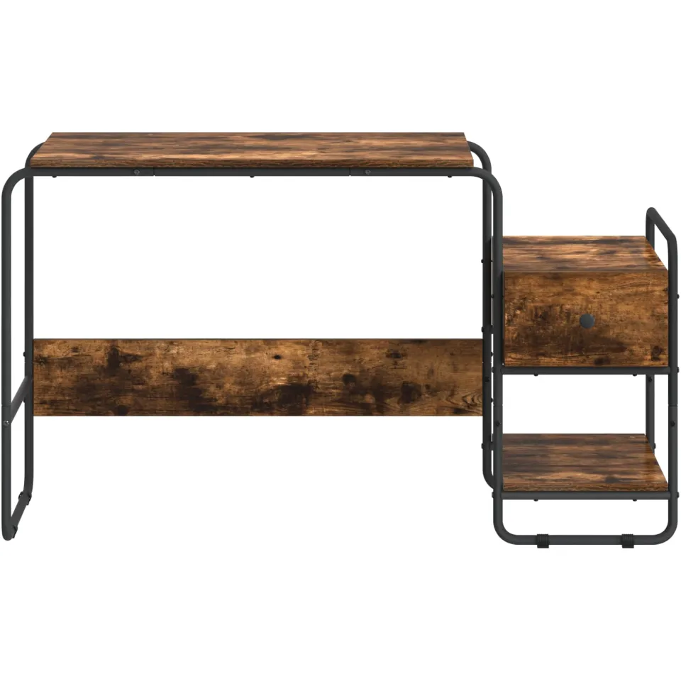 vidaXL Bureau met opbergruimte Gerookt eiken 131,5 x 50 x 75,5 cm, foto 4