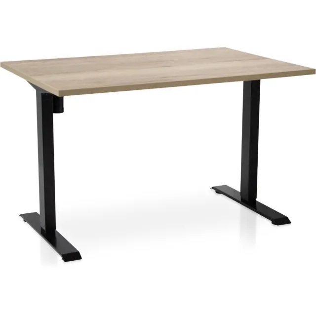 Multi Ratio Zit-sta bureau elektrisch verstelbaar - MRC EASY | 120 x 80 cm | inclusief stekkerdoos en kabelklemmen | frame zwart - blad robuust eiken Zwart frame