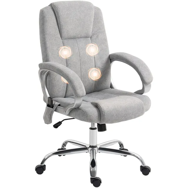 Homcom Massage Bureaustoel - Fluweel, Staal - 65 x 70 x 119 cm - Grijs