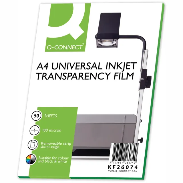 Q-Connect overhead transparanten voor inkjetprinter, ft A4, pak van 50 vel