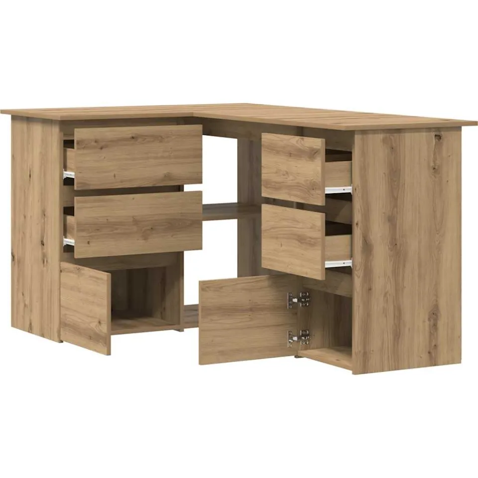 vidaXL Hoekbureau 145x100x76 cm bewerkt hout artisanaal eikenkleur Bruin
