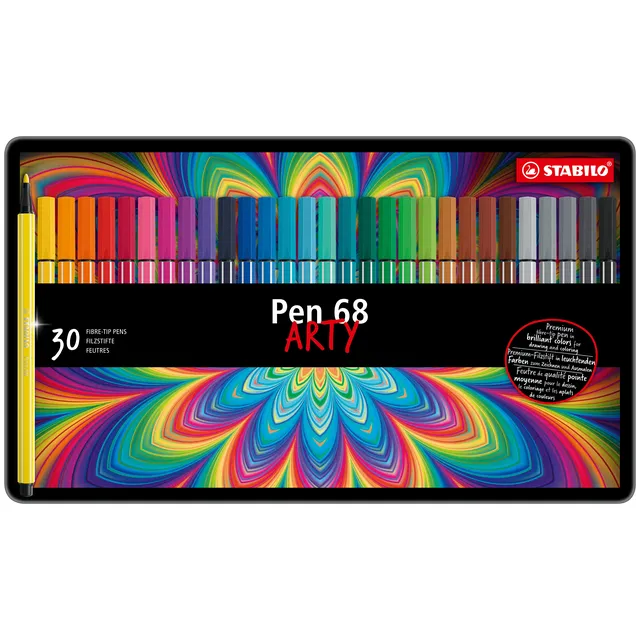 Viltstift STABILO Pen 68/30 Arty medium assorti blik à 30 stuks