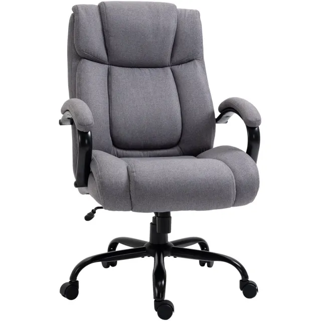 Merax Bureaustoel Ergonomisch Extra Breed - Kantoorstoel met Wipfunctie en Dikke Bekleding - Gamingstoel Verstelbaar tot 220 kg - Lichtgrijs