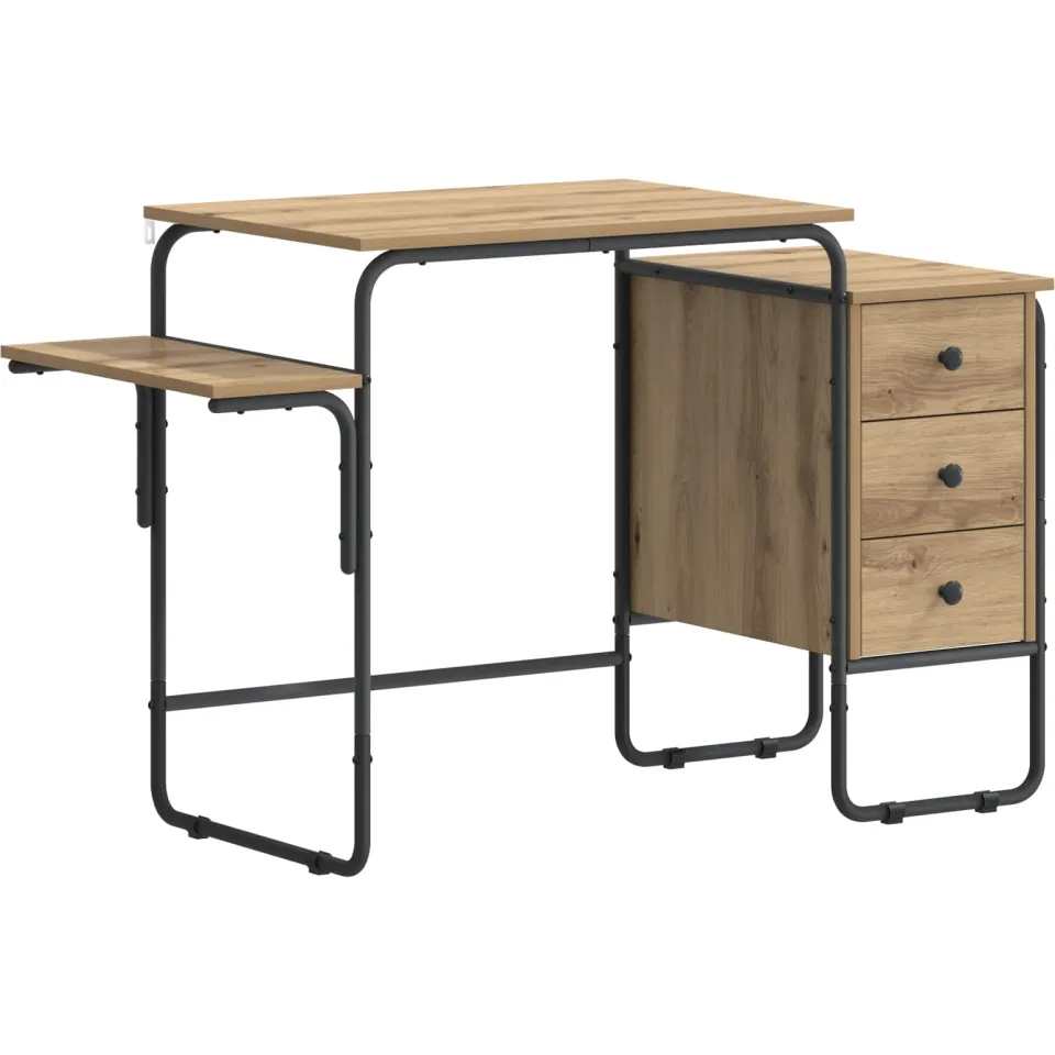 vidaXL Bureau met opbergruimte Artisanaal eiken 120 x 50 x 75 cm, foto 3
