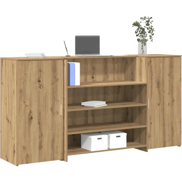 vidaXL Receptiebalie 200x50x103,5cm bewerkt hout artisanaal eikenkleur Bruin
