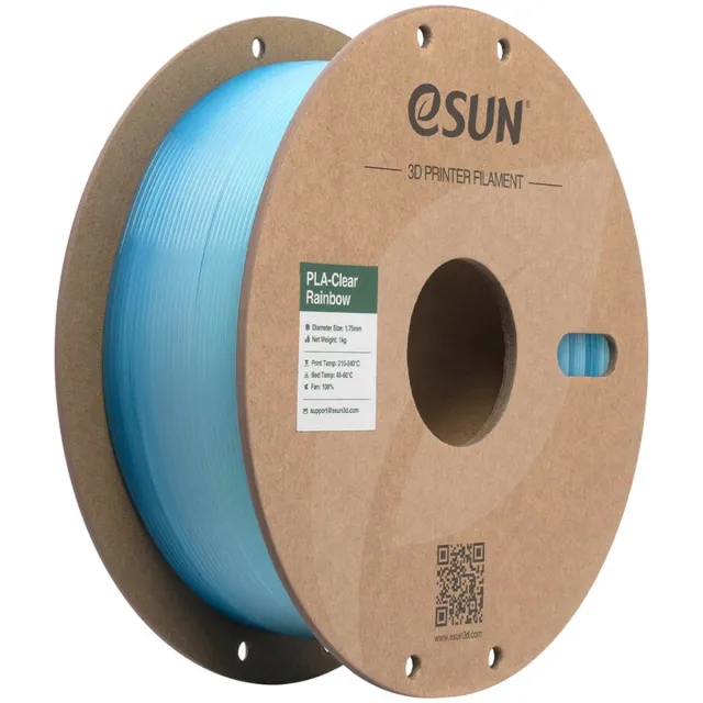 ESUN PLA-Clear Rainbow Transparante Blauw/Wit / Translucent Blue/White - 1 kg - 1.75 mm - 3D printer en 3D pen filament Doorzichtig blauw wit / Transculant blue white
