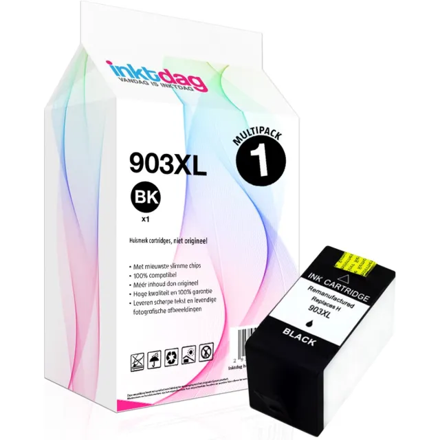 inktdag inktcartridge voor hp 903 inktcartridges, hp 903XL Zwart (1 stuk) geschikt voor printers HP OfficeJet Pro 6860 , Pro 6950 , Pro 6960 ,Pro 6970 ,Pro 6951