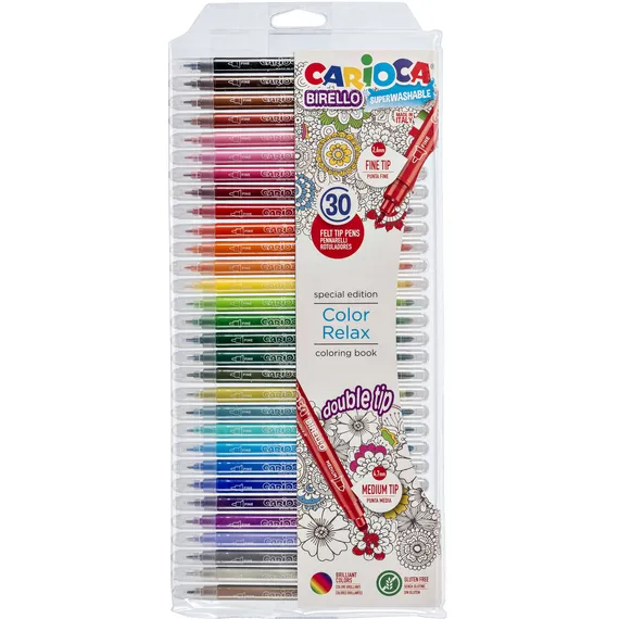 Carioca Viltstift Carioca Birello dubbelpunters assorti set à 30 stuks