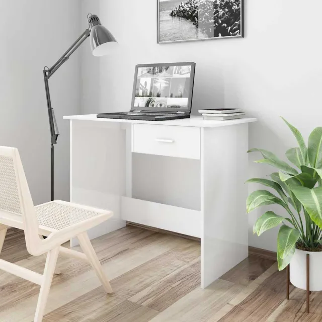 vidaXL Bureau 100x50x76 cm bewerkt hout hoogglans wit, foto 2