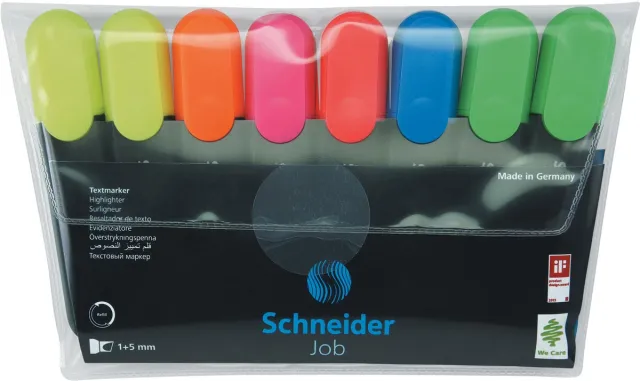 Schneider markeerstift Job 150, etui van 6 stuks in geassorteerde pastelkleuren blauw
