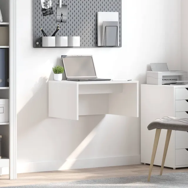 vidaXL Wandbureau Wit Bewerkt hout 60 x 45 x 30 cm, foto 2