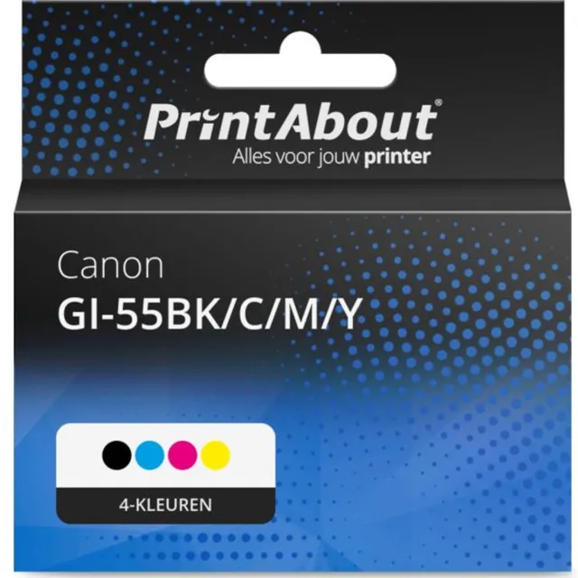 PrintAbout huismerk Inktcartridge GI-55BK/C/M/Y 4-kleuren Multipack geschikt voor Canon