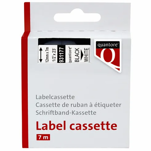 Quantore Labeltape Quantore 45013 12mmx7m zwart op wit