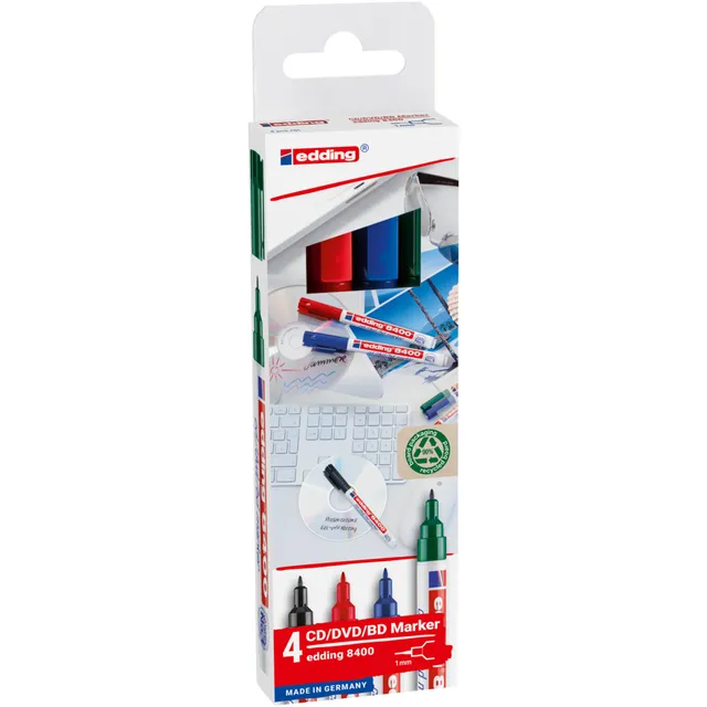 Edding Cd marker edding 8400 rond 0.5-1.0mm assorti 4 stuks