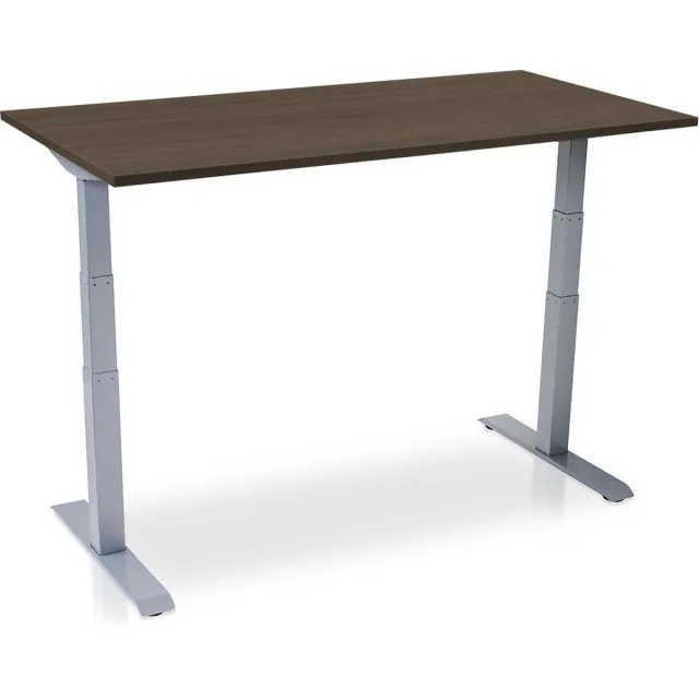 Lineaflex MRC Zit-sta bureau elektrisch verstelbaar - MRC PRO NEN-EN 527 | 180x80 cm | frame aluminium - blad bruin eiken | Memory functie met USB | 150kg draagvermogen Aluminium frame