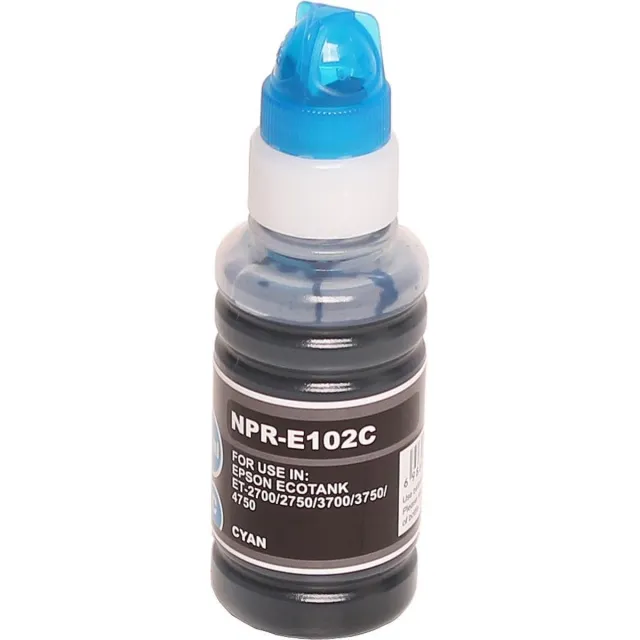 ABC huismerk navulflesje voor Epson 102 cyan geschikt voor Ecotank EcoTank ET2700 ET2750 ET2751 ET2756 ET3700 ET3750 ET4750