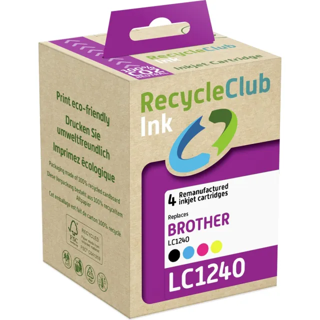 RECYCLECLUB Cartridge compatibel met Brother LC-1240 Multipack K10351RC zwart + kleur