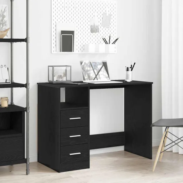 vidaXL Bureau met lades 102x50x76 cm bewerkt hout zwart eikenkleur, foto 2