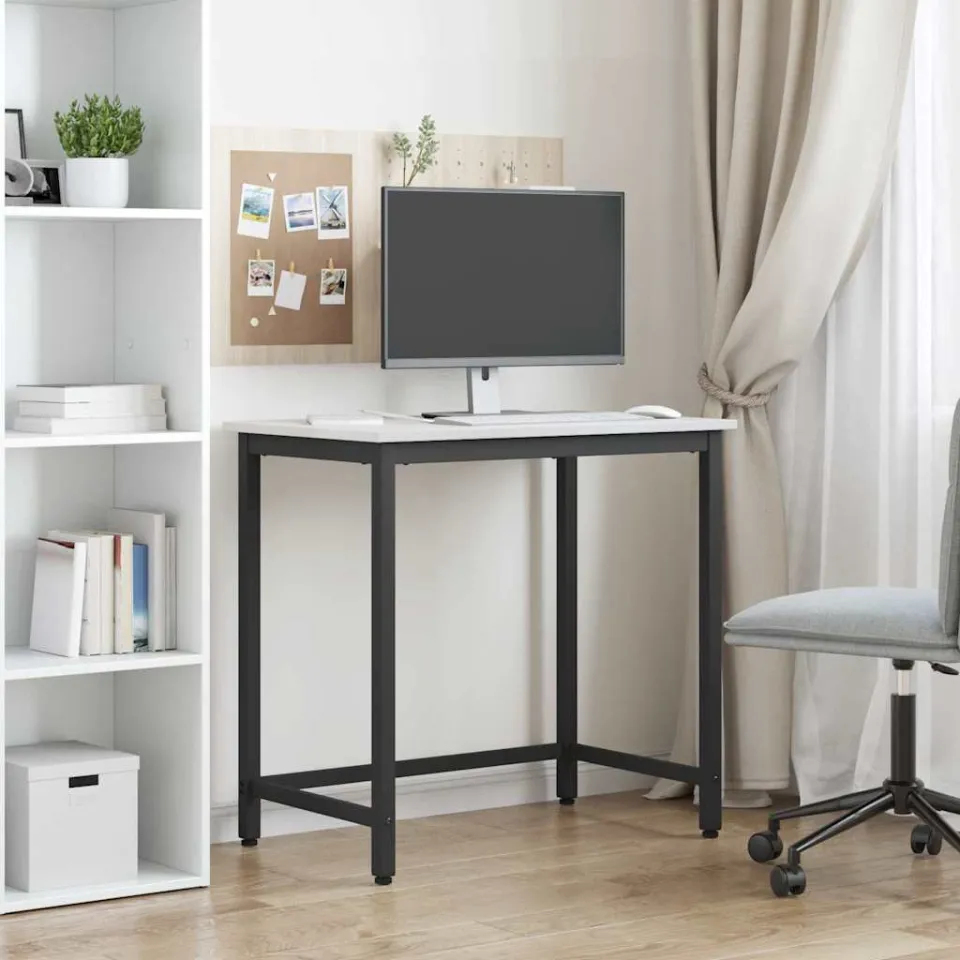 vidaXL Tafel Wit 80 x 50 x 77 cm Engineered hout en staal, foto 4