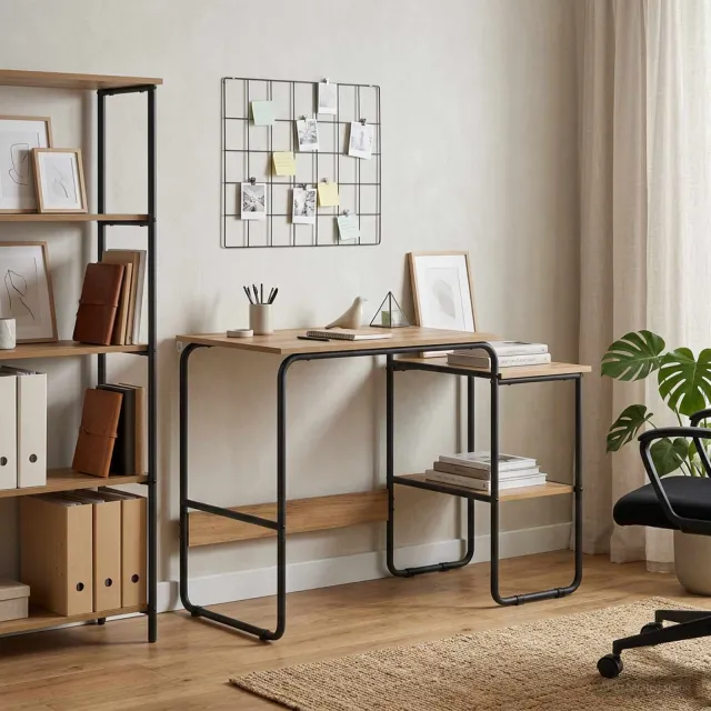 vidaXL Bureau met opbergruimte Artisanaal eiken 100 x 50 x 75 cm, foto 2