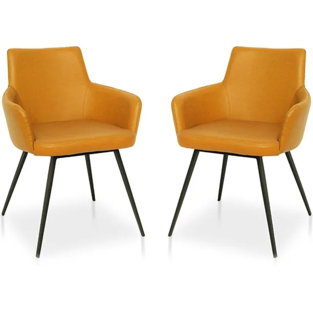 Lineaflex Seating Vergaderstoel/Kantinestoel Wilson - Set van 2 - Cognac PU Kunstleer