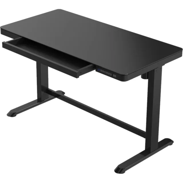 Euroseats Elektrisch verstelbaar zit-sta bureau - zwart frame, zwart glazen blad