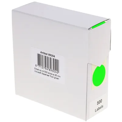 rillprint Etiket Rillprint 25mm op rol fluor groen 500 stuks