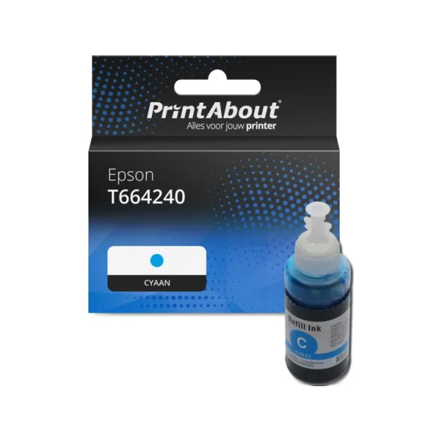 PrintAbout huismerk Inktcartridge T664240 Cyaan Geschikt voor Epson