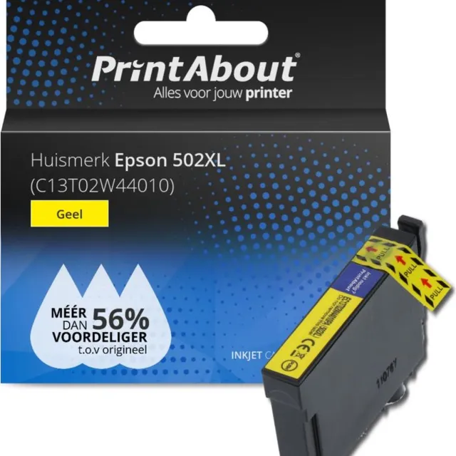 PrintAbout Alternatief voor de Epson C13T02W44010 (502XL) Inktcartridge Geel Hoge capaciteit