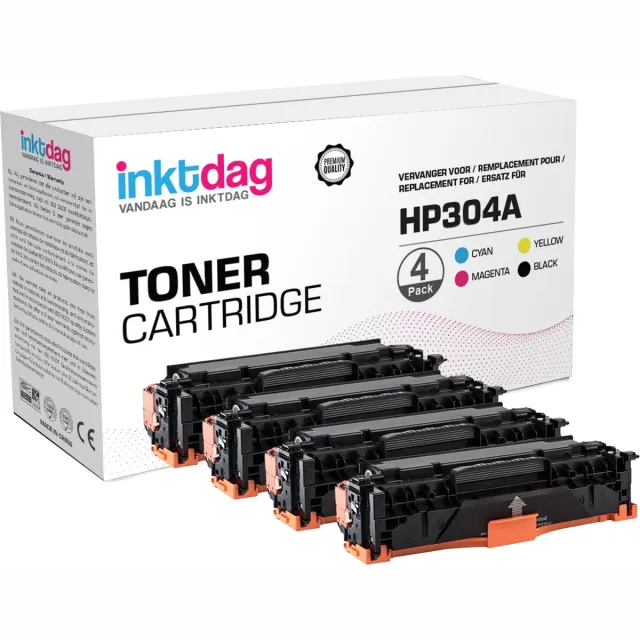 inktdag toner cartridge voor HP 304A Toner (CC530A,CC531A, CC532A, CC533A Toner cartridge) voor HP Color LaserJet CM2320fxi|CM2320nf |CM2320 mfp |CP2320| CP2025| CP2025n| CP2025dn (1 Zwart, 1 Cyan, 1 Magenta, 1 Yellow) 1 x Zwart