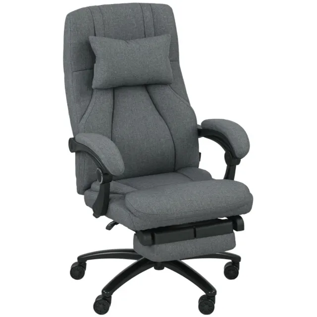 COVREO Massage bureaustoel 64 x 74 x 117 cm donkergrijs, stof met USB en voetsteun