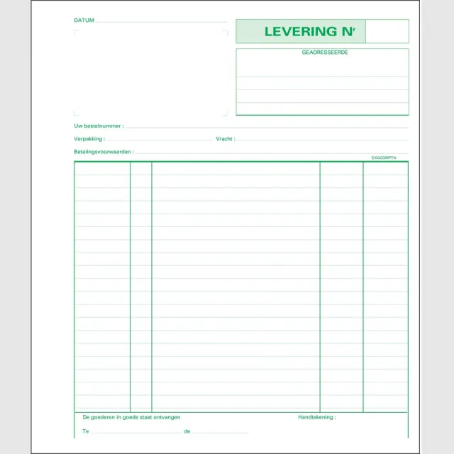 Exacompta leveringen, ft 21 x 18 cm, tripli (50 x 3 vel), Nederlandstalig