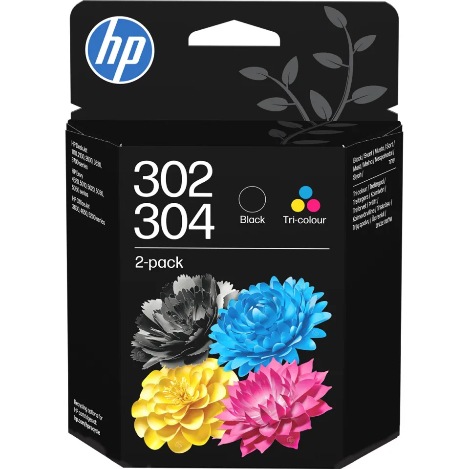 HP inktcartridge 302/304, 100 - 120 pagina's, OEM B82L1AE, 1 x zwart en 1 x 3 kleuren