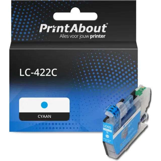 PrintAbout huismerk Inktcartridge LC-422C Cyaan geschikt voor Brother