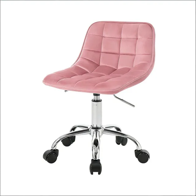 Ropilly Roze velvet bureaustoel - Comfortabele zitting voor thuiswerken en make-up - Ergonomische computerstoel - Zacht fluweel en metaal - Roze Pink
