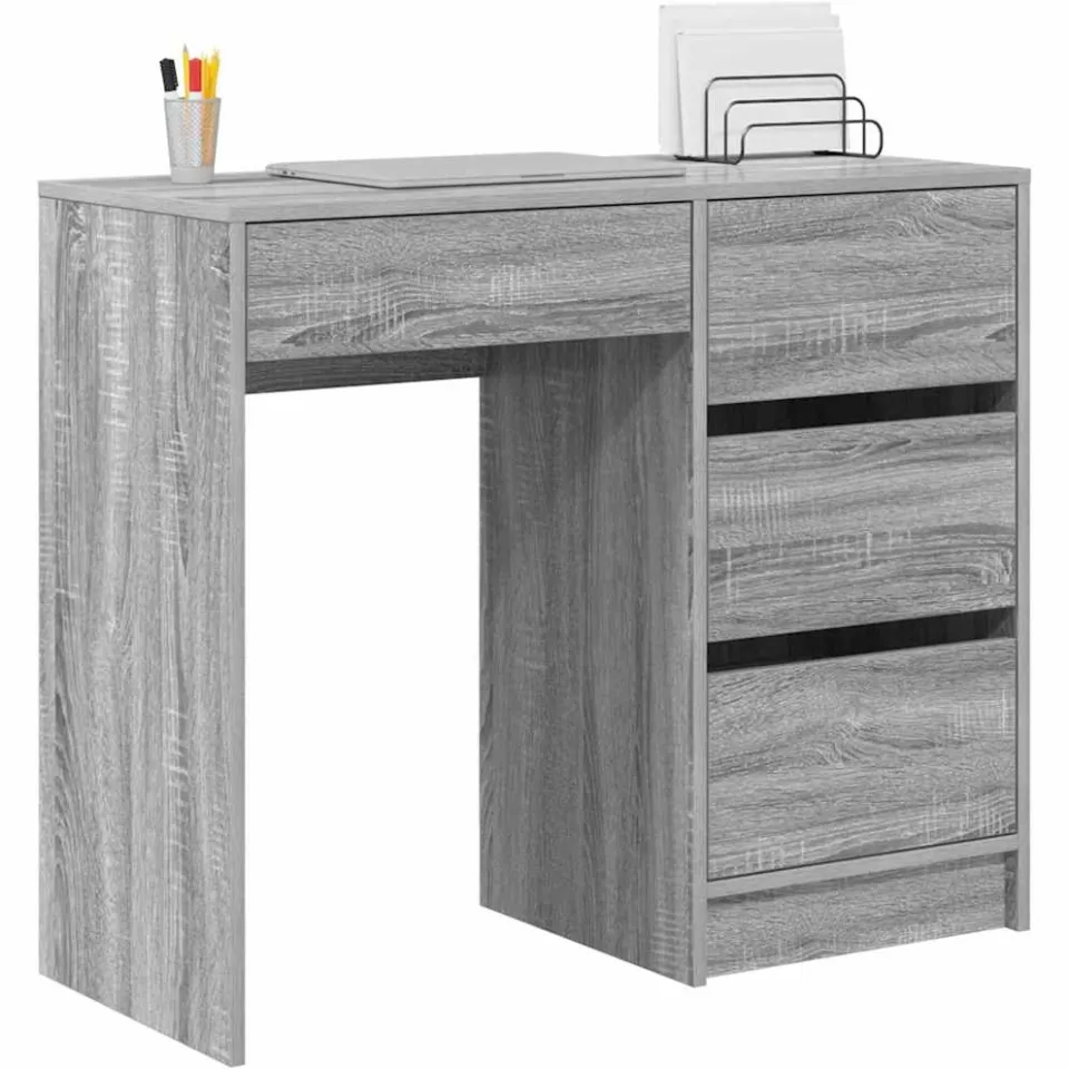 vidaXL Bureau Grijs Sonoma 90 x 37,5 x 75 cm Bewerkt hout