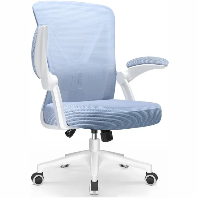 Elekiatech Ergonomische Bureaustoel - Bureaustoel - Opklapbare Armleuningen - Bureaustoelen voor Volwassenen - 150 Kg - Blauw