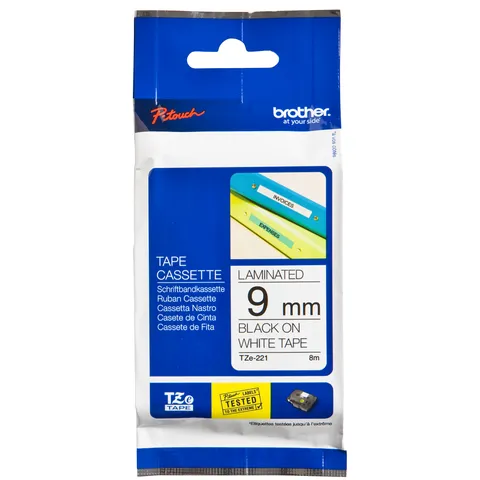 Brother Labeltape Brother P-touch TZe-221 standaard 9mm zwart op wit
