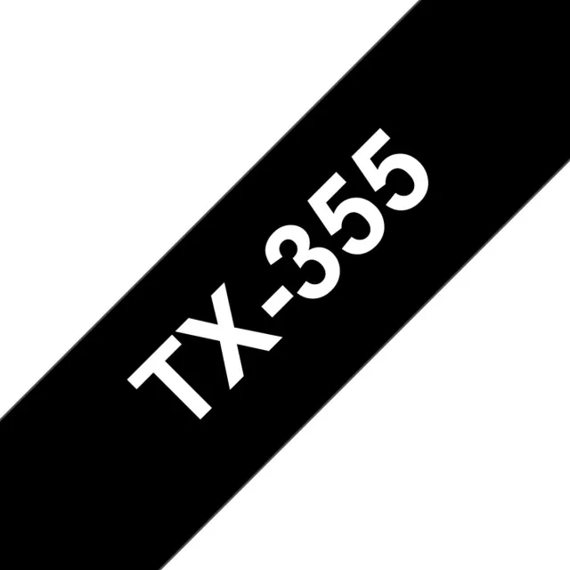 Brother TX-355 - 24mm - white on black for PT-7000 / PT-8000 / PT-PC Wit op zwart