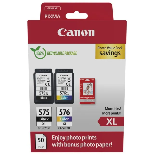 Canon PG-575XL en CL-576XL photo value pack Zwart