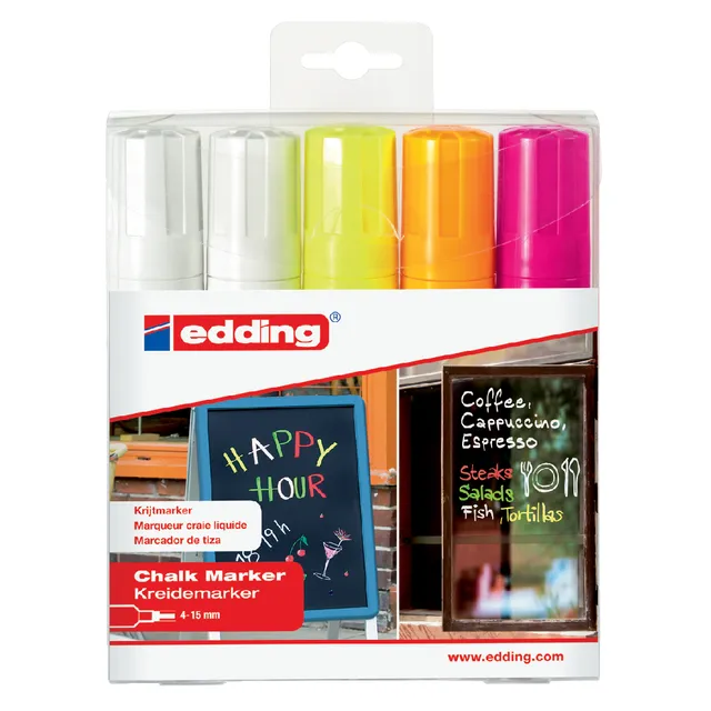 Edding Krijtstift edding 4090 window schuin 4-15mm assorti etui à 5 stuks