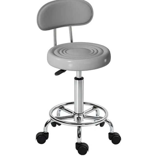 MIVRAY Bureaukruk 40 x 32 x 86 cm - Draaibaar met Rugleuning en Voetsteun - Voor Salon en Thuiskantoor - Polyester - Grijs