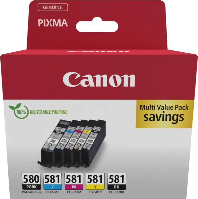 Canon PGI-580 & CLI-581 - Inktcartridge + Retourzakje - Origineel - Standaard capaciteit - Zwart en Kleur