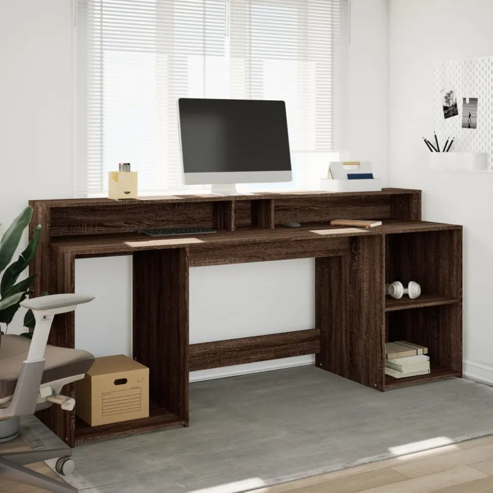 vidaXL Desk Bruin eiken 200 x 55 x 91 cm Engineered wood, foto 3
