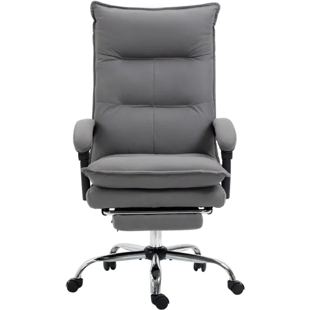 Vinona Bureaustoel met massagefunctie - Met verwarming en voetensteun - In hoogte verstelbaar - 66 x 74 x 114-121,5 cm - Grijs